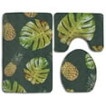 thumbnail image 1 of GOHAO Palm Leaves Pineapple 3 Piece Bathroom Rugs Set Bath Rug Contour Mat and Toilet Lid Cover, 1 of 2