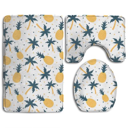 GOHAO Palm Trees 3 Piece Bathroom Rugs Set Bath Rug Contour Mat and Toilet Lid Cover