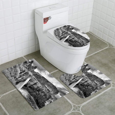 GOHAO Palouse Falls WA USA 3 Piece Bathroom Rugs Set Bath Rug Contour Mat and Toilet Lid Cover