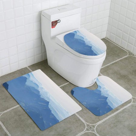 GOHAO Panoramic View Swiss alps in Mist 3 Piece Bathroom Rugs Set Bath Rug Contour Mat and Toilet Lid Cover