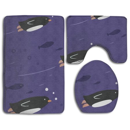 GOHAO Paris 3 Piece Bathroom Rugs Set Bath Rug Contour Mat and Toilet Lid Cover