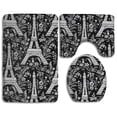 thumbnail image 1 of GOHAO Paris Eiffel Tower Floral Black and White 3 Piece Bathroom Rugs Set Bath Rug Contour Mat and Toilet Lid Cover, 1 of 2