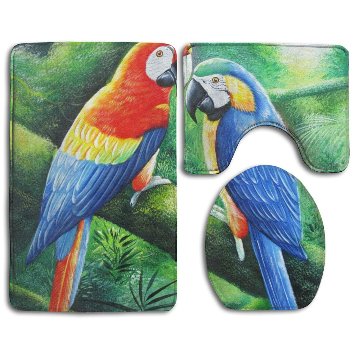 Parros Rugs GOHAO Parrot Bird in Tree 3 Piece Bathroom Rugs Set Bath Rug Contour ...