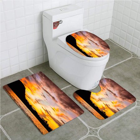GOHAO Pasiva River in Amazon Venezuela at Sunset 3 Piece Bathroom Rugs Set Bath Rug Contour Mat and Toilet Lid Cover