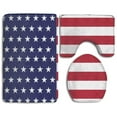 thumbnail image 1 of GOHAO Patriotic Usa American Flag Stripes and Stars 3 Piece Bathroom Rugs Set Bath Rug Contour Mat and Toilet Lid Cover, 1 of 2