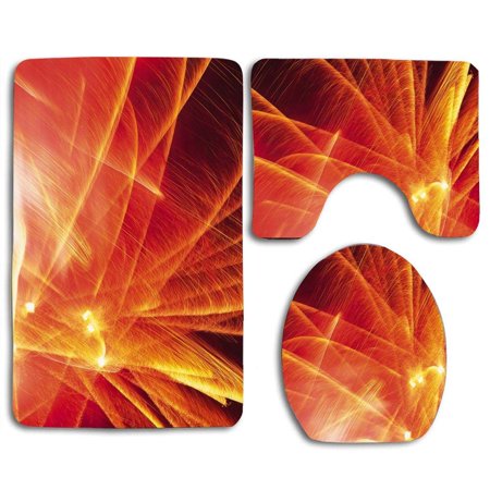 GOHAO Patterns Light Line 3 Piece Bathroom Rugs Set Bath Rug Contour Mat and Toilet Lid Cover