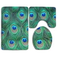 thumbnail image 1 of GOHAO Peacock Green Flannel Bath Rugs, 3' x 2' (3 Pieces), 1 of 2