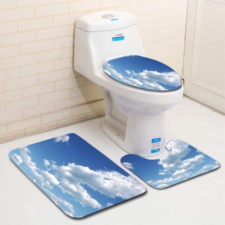 GOHAO Photo Some whispy Clouds Sky cloudscape 3 Piece Bathroom Rugs Set Bath Rug Contour Mat and Toilet Lid Cover