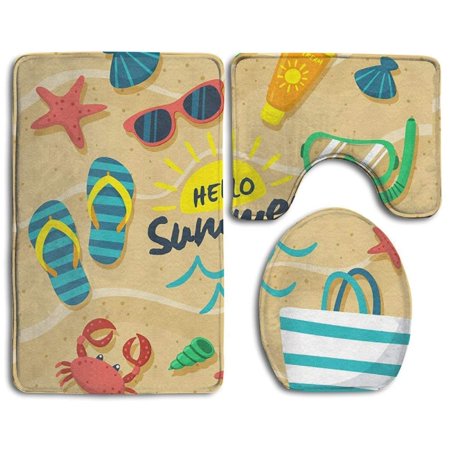 GOHAO Piano Keys Music Colorful 3 Piece Bathroom Rugs Set Bath Rug Contour Mat and Toilet Lid Cover