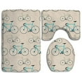 thumbnail image 1 of GOHAO Pink Bicycle 3 Piece Bathroom Rugs Set Bath Rug Contour Mat and Toilet Lid Cover, 1 of 2