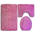 thumbnail image 1 of GOHAO Pink Glitter 3 Piece Bathroom Rugs Set Bath Rug Contour Mat and Toilet Lid Cover, 1 of 2