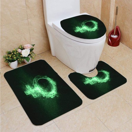 GOHAO Planet Venus Symbol Venus Sign Symbol 3 Piece Bathroom Rugs Set Bath Rug Contour Mat and Toilet Lid Cover