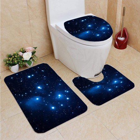 GOHAO Pleiades 3 Piece Bathroom Rugs Set Bath Rug Contour Mat and Toilet Lid Cover