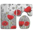 thumbnail image 1 of GOHAO Poppy Drawing Red 3 Piece Bathroom Rugs Set Bath Rug Contour Mat and Toilet Lid Cover, 1 of 2