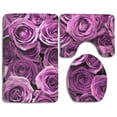 thumbnail image 1 of GOHAO Purple Rose 3 Piece Bathroom Rugs Set Bath Rug Contour Mat and Toilet Lid Cover, 1 of 2