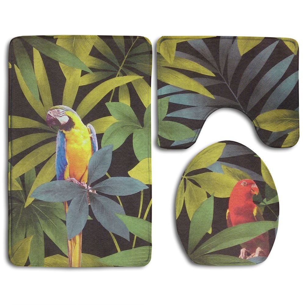 Parros Rugs GOHAO Rainforest Jungle Songbird Parrot 3 Piece Bathroom Rugs Set Bath ...