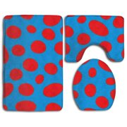 GOHAO Red Pug 3 Piece Bathroom Rugs Set Bath Rug Contour Mat and Toilet Lid Cover