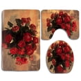 thumbnail image 1 of GOHAO Red Roses for Gayatri 3 Piece Bathroom Rugs Set Bath Rug Contour Mat and Toilet Lid Cover, 1 of 2