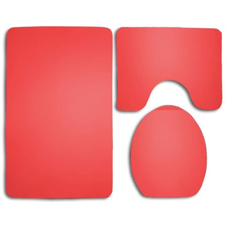 GOHAO Red Simple Dots Texture Background 3 Piece Bathroom Rugs Set Bath Rug Contour Mat and Toilet Lid Cover