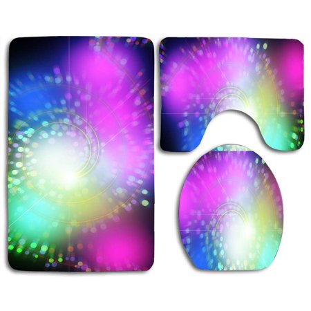 GOHAO Rocking 3 Piece Bathroom Rugs Set Bath Rug Contour Mat and Toilet Lid Cover