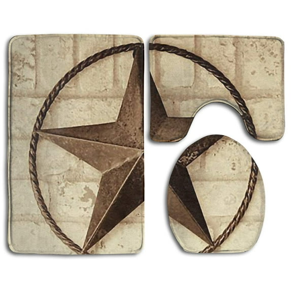 GOHAO Rustic Beige Flannel Bath Rugs, 3' x 2' (3 Pieces)