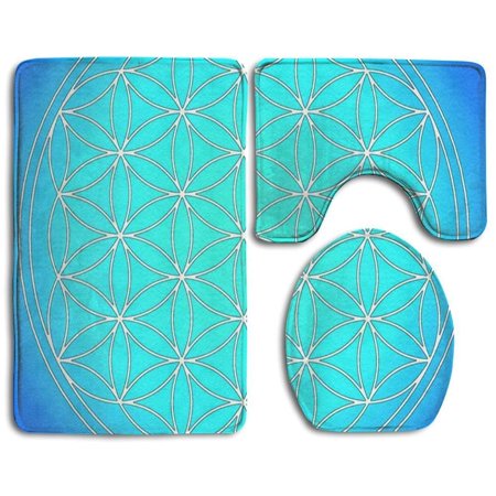 GOHAO Sacred Geometry Secret Art Nature Types Overlapping Circle Forms Theme 3 Piece Bathroom Rugs Set Bath Rug Contour Mat and Toilet Lid Cover