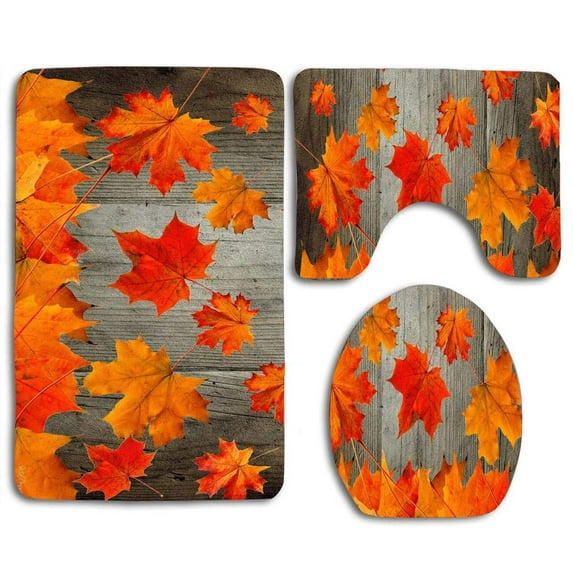 GOHAO Scenery Cool Fall 3 Piece Bathroom Rugs Set Bath Rug Contour Mat and Toilet Lid Cover