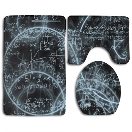 GOHAO Scientific And Mathematical Formulas 3 Piece Bathroom Rugs Set Bath Rug Contour Mat and Toilet Lid Cover