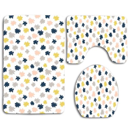 GOHAO Sketch Poms 3 Piece Bathroom Rugs Set Bath Rug Contour Mat and Toilet Lid Cover