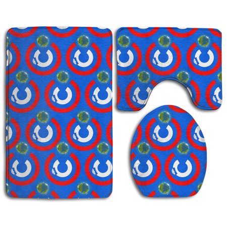 GOHAO Slovenia Flag Eat Earth 3 Piece Bathroom Rugs Set Bath Rug Contour Mat and Toilet Lid Cover
