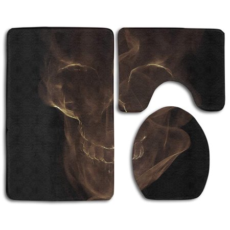 GOHAO Smoke Skull Ocean 3 Piece Bathroom Rugs Set Bath Rug Contour Mat and Toilet Lid Cover