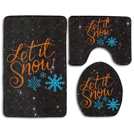 GOHAO Snowflake 3 Piece Bathroom Rugs Set Bath Rug Contour Mat and Toilet Lid Cover