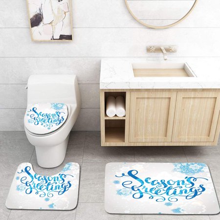 GOHAO Snowflakes Season 3 Piece Bathroom Rugs Set Bath Rug Contour Mat and Toilet Lid Cover