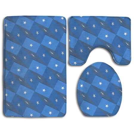 GOHAO Somalia Flag 3D Art 3 Piece Bathroom Rugs Set Bath Rug Contour Mat and Toilet Lid Cover