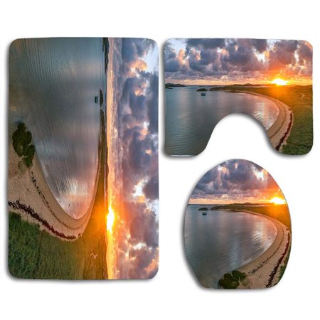 GOHAO Strand Resting Place Bad Eddie Shipwreck 3 Piece Bathroom Rugs Set Bath Rug Contour Mat and Toilet Lid Cover