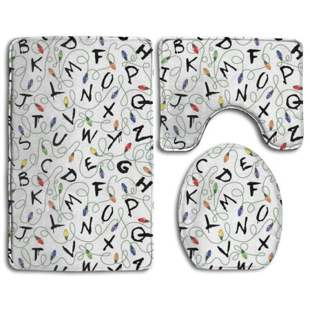 GOHAO Stranger Things 3 Piece Bathroom Rugs Set Bath Rug Contour Mat and Toilet Lid Cover