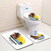 GOHAO Summer 3 Piece Bathroom Rugs Set Bath Rug Contour Mat and Toilet Lid Cover