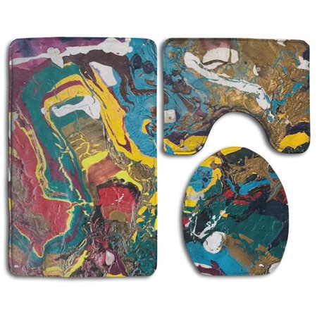 GOHAO Summer Carnival 3 Piece Bathroom Rugs Set Bath Rug Contour Mat and Toilet Lid Cover