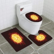 GOHAO Sun and Solar Flares 3 Piece Bathroom Rugs Set Bath Rug Contour Mat and Toilet Lid Cover