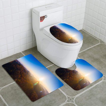 GOHAO Sunrise at Tater Knob 3 Piece Bathroom Rugs Set Bath Rug Contour Mat and Toilet Lid Cover