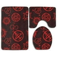thumbnail image 1 of GOHAO Supernatural Symbols Red 3 Piece Bathroom Rugs Set Bath Rug Contour Mat and Toilet Lid Cover, 1 of 2