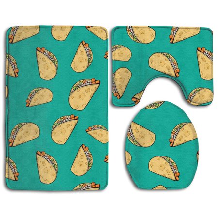 GOHAO Sweet Potato Tacos 3 Piece Bathroom Rugs Set Bath Rug Contour Mat and Toilet Lid Cover