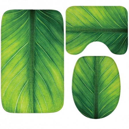 GOHAO Tbathroom-rug-a181 3 Piece Bathroom Rugs Set Bath Rug Contour Mat and Toilet Lid Cover