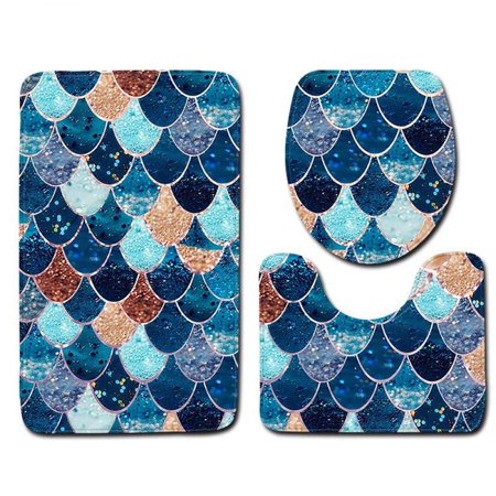 GOHAO Tbathroom-rug-a35 3 Piece Bathroom Rugs Set Bath Rug Contour Mat and Toilet Lid Cover