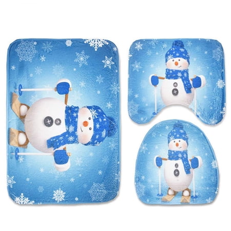 GOHAO Tbathroom-rug-a95 3 Piece Bathroom Rugs Set Bath Rug Contour Mat and Toilet Lid Cover