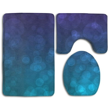 GOHAO Teal Blue Flannel Bath Rugs, 3' x 2' (3 Pieces)