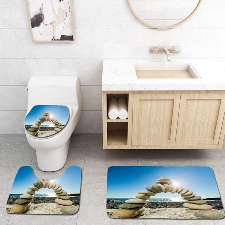 GOHAO Teamwork 3 Piece Bathroom Rugs Set Bath Rug Contour Mat and Toilet Lid Cover