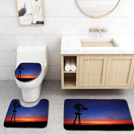 GOHAO Texas Sunset 3 Piece Bathroom Rugs Set Bath Rug Contour Mat and Toilet Lid Cover