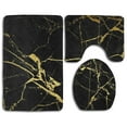 thumbnail image 1 of GOHAO Textures Black Flannel Bath Rugs, 3' x 2' (3 Pieces), 1 of 2