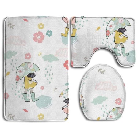 GOHAO The Deep Deep Depths 3 Piece Bathroom Rugs Set Bath Rug Contour Mat and Toilet Lid Cover